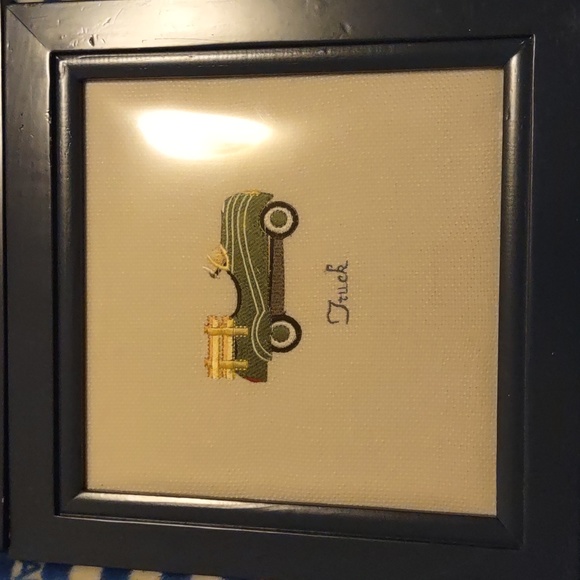 These are Kids Line it's three embroidered Vintage car,truck,airplane.so cute - Picture 2 of 4